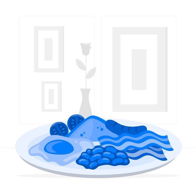 英式早餐扁平插画