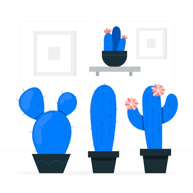 仙人掌盆栽扁平插画