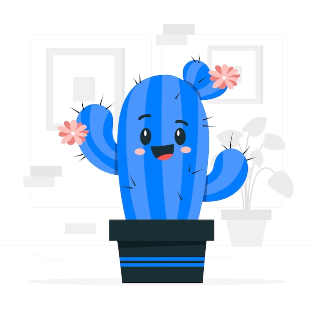 仙人掌盆栽扁平插画