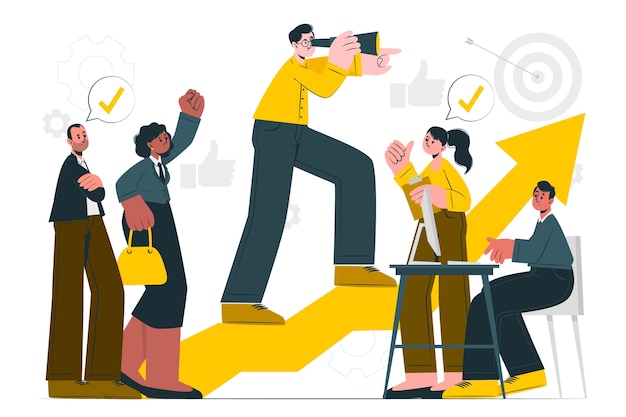 团队领导者领导力扁平插画