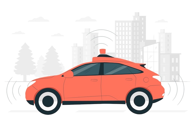 自动驾驶汽车扁平插画