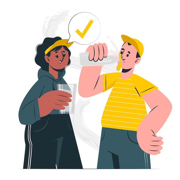 喝水的人扁平插画