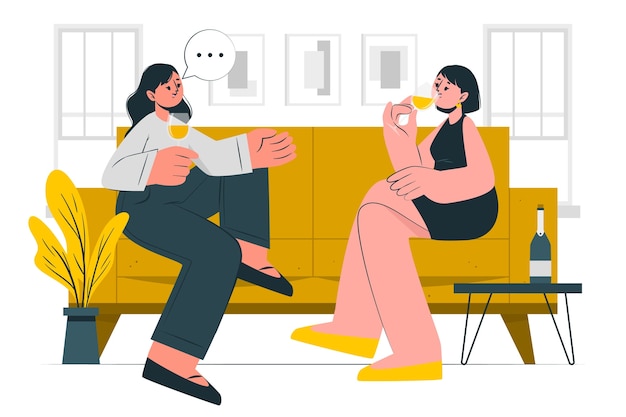 喝酒的女人扁平插画