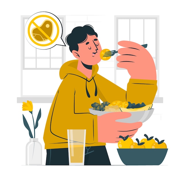 吃素食的人扁平插画