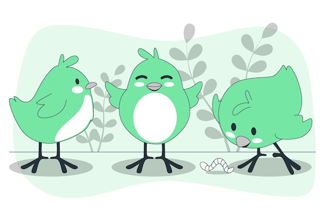 可爱的小鸡扁平插画