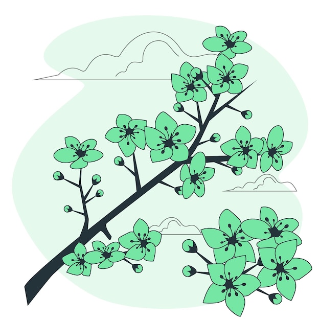 樱花花枝扁平插画