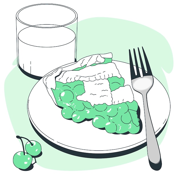 一块樱桃派扁平插画