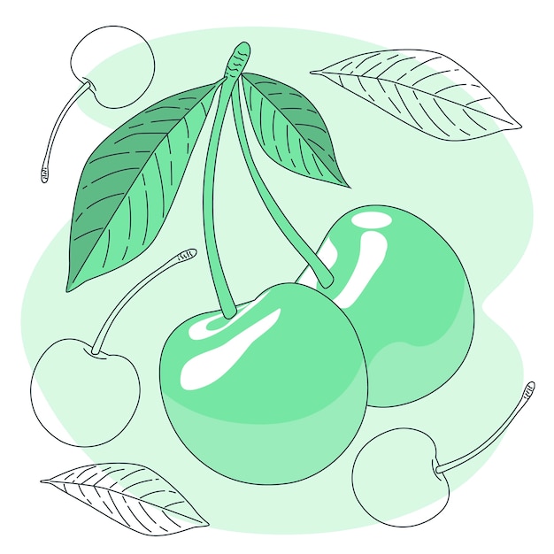樱桃水果扁平插画