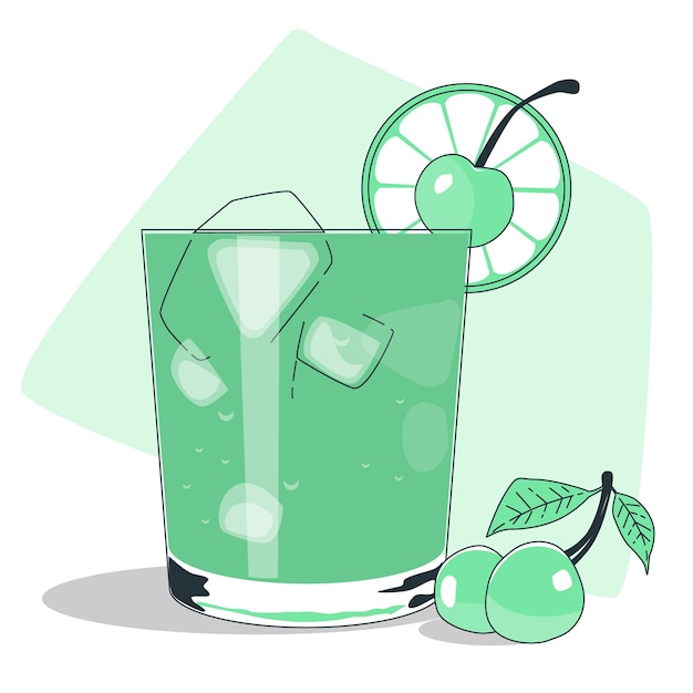 樱桃饮料果汁扁平插画