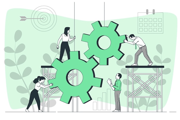 形成团队领导扁平插画