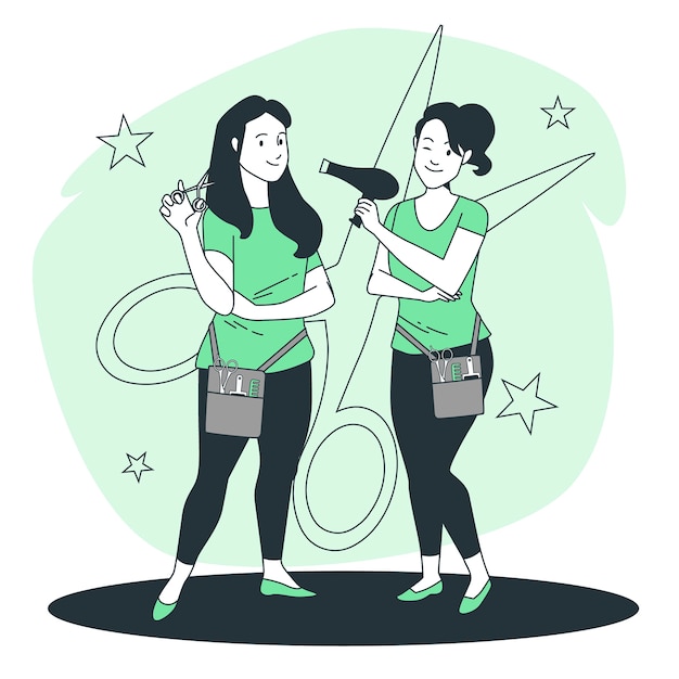 美发师团队扁平插画