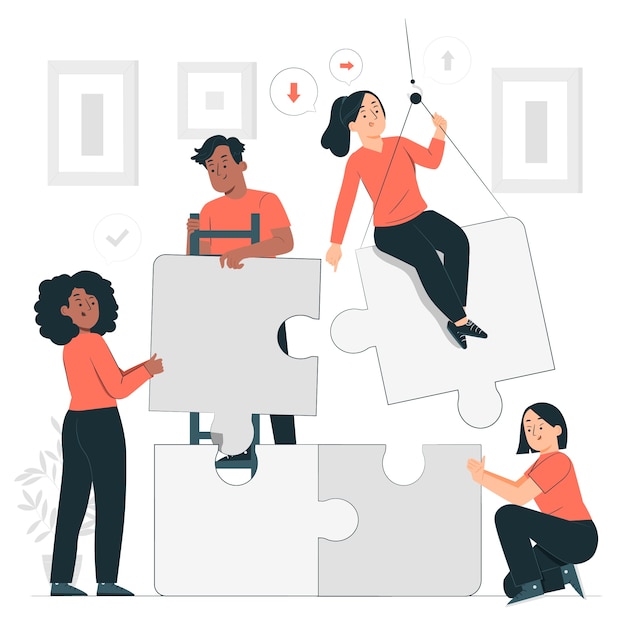 形成团队领导团队合作扁平插画