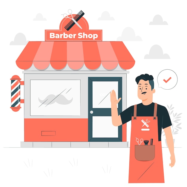 理发店扁平插画