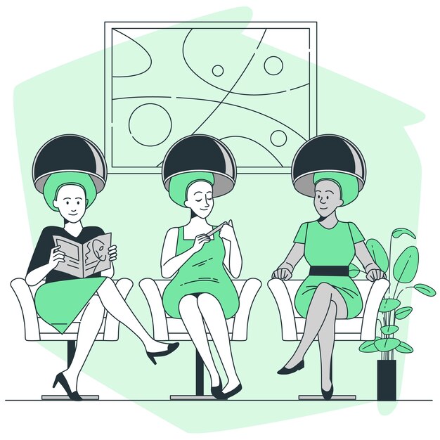 美发沙龙的女人扁平插画