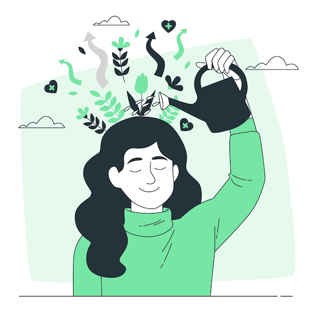 个人成长扁平插画