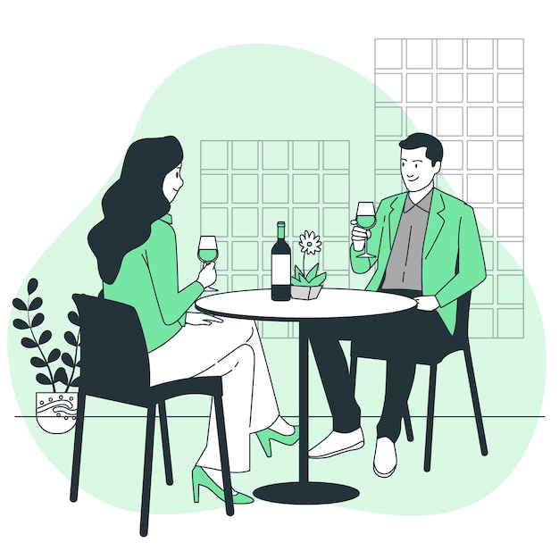 喝酒的男人女人扁平插画