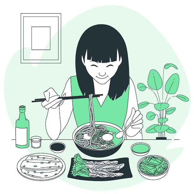 韩国食品韩国料理扁平插画