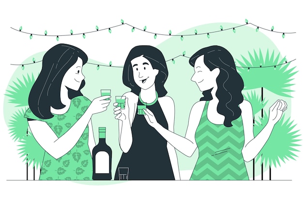 喝酒的女人扁平插画