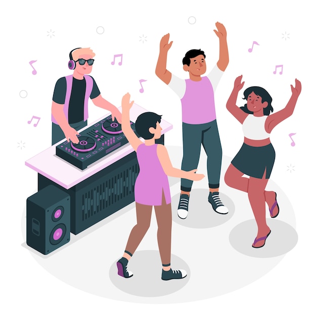 Dj    派对扁平插画