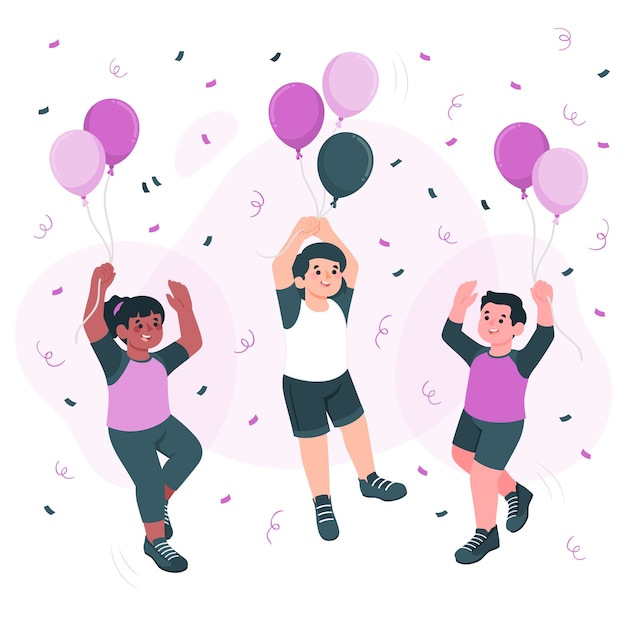 儿童气球扁平插画