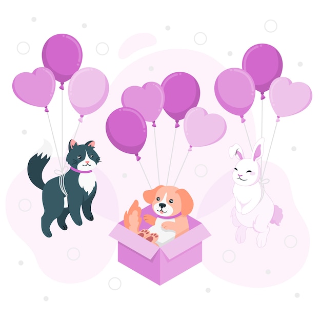 气球小动物扁平插画