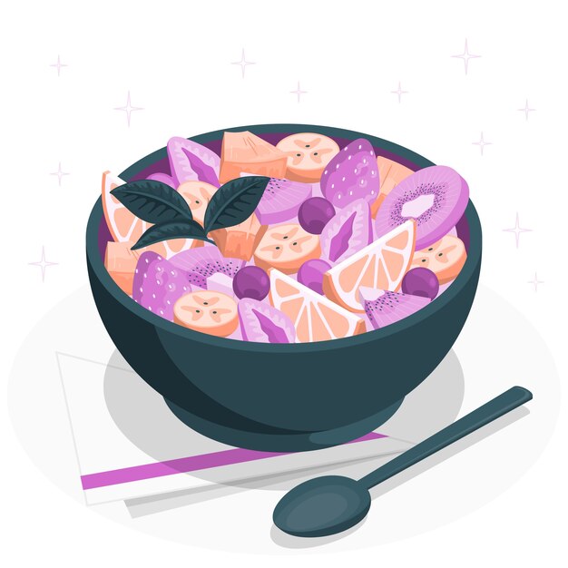 水果沙拉扁平插画