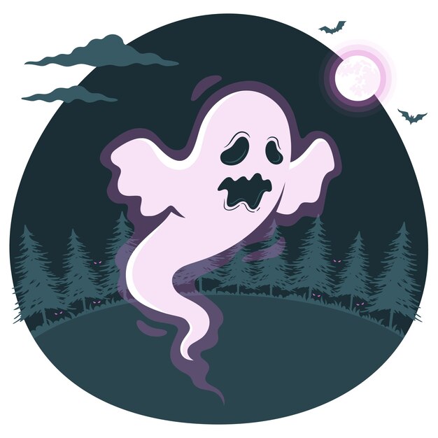 万圣节幽灵扁平插画