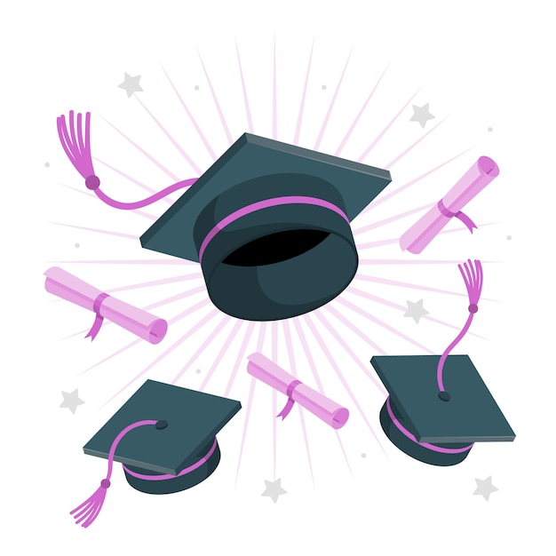 毕业帽学士帽扁平插画