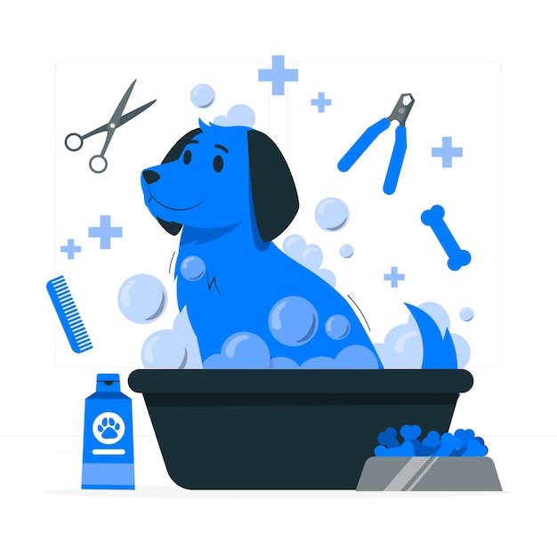 宠物护理宠物店扁平插画