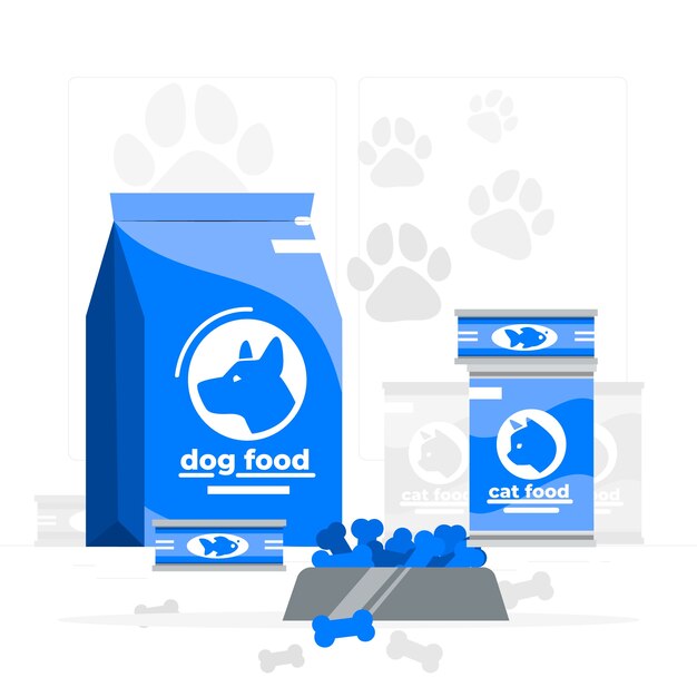 宠物食品狗粮扁平插画