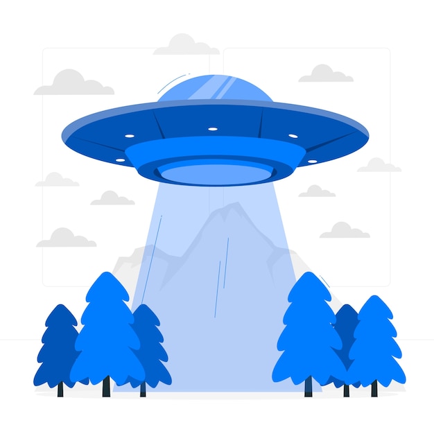 外星飞船ufo飞碟扁平插画