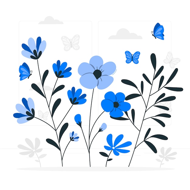 春天的花朵扁平插画