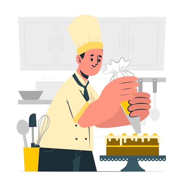 糕点师蛋糕店扁平插画