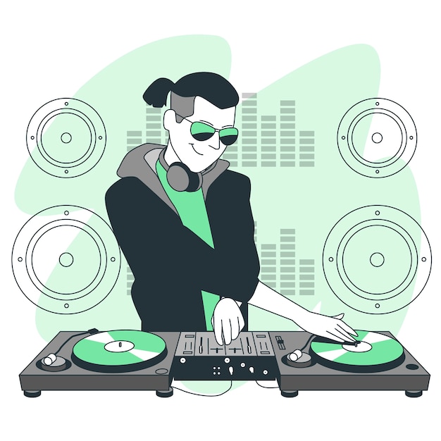 Dj男孩扁平插画