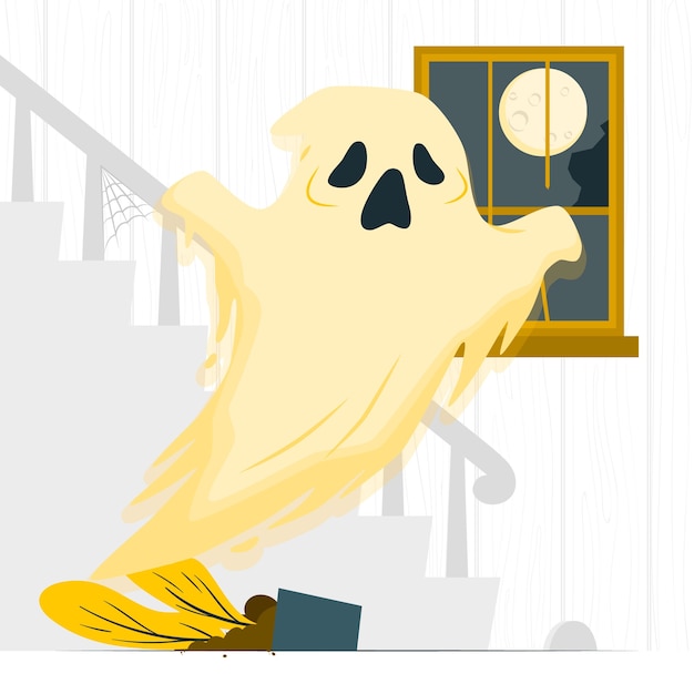万圣节幽灵扁平插画