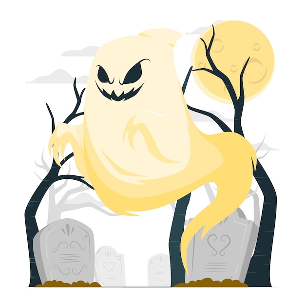 万圣节幽灵扁平插画