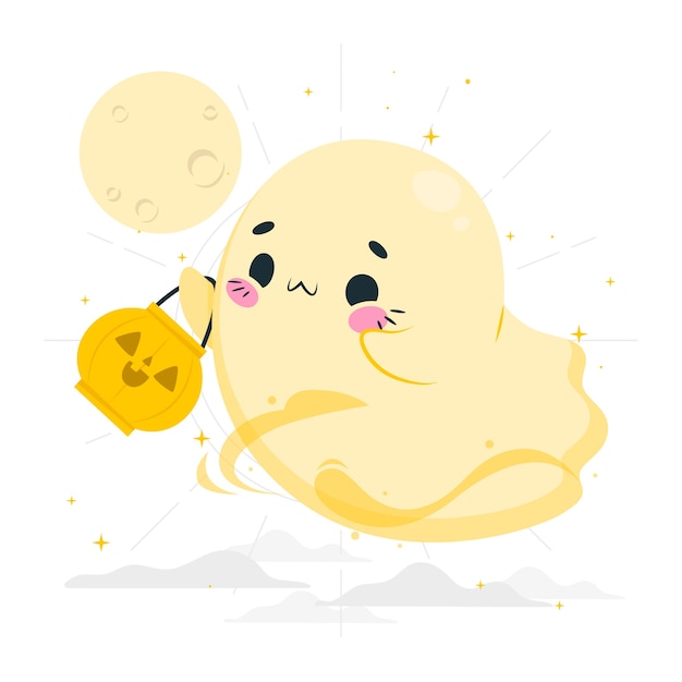 万圣节幽灵扁平插画