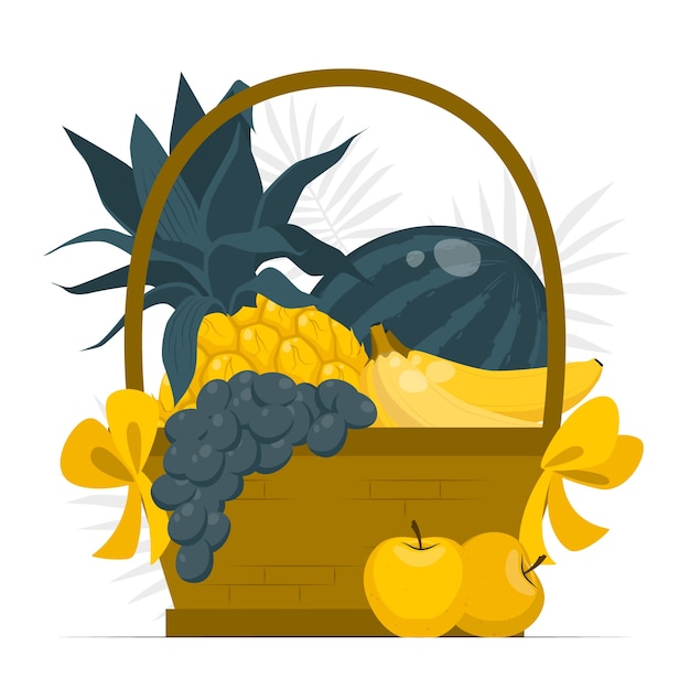 水果篮扁平插画