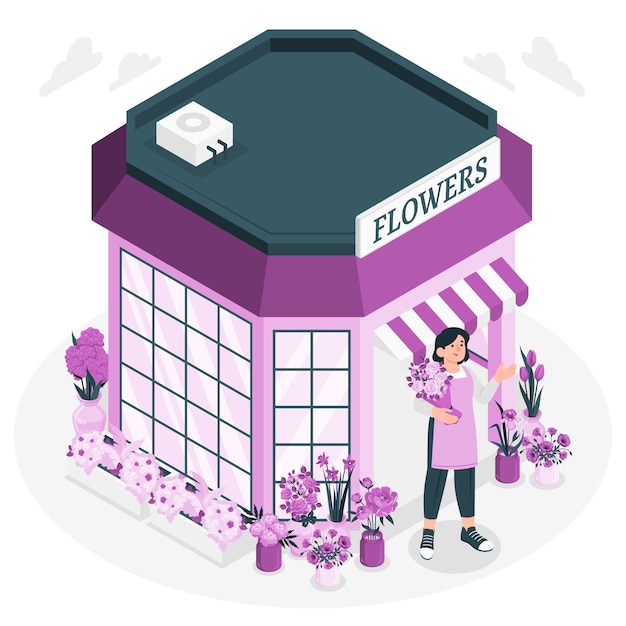 花店扁平插画