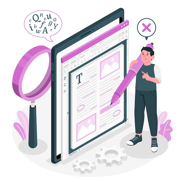 语法纠正扁平插画