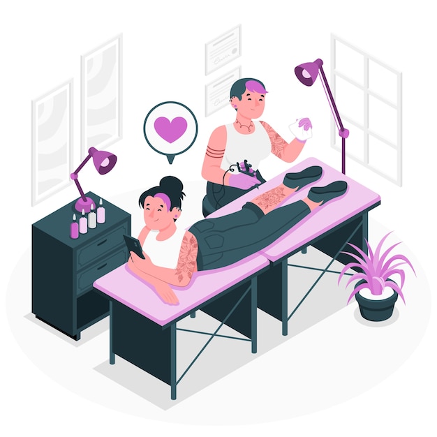 纹身师扁平插画