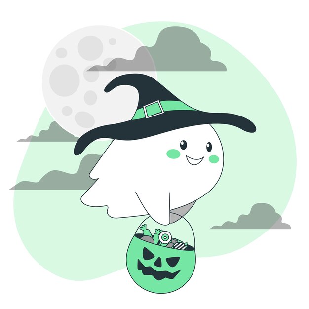 可爱的幽灵扁平插画