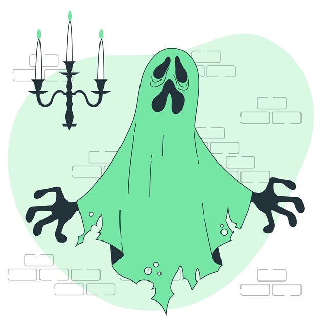 可怕的幽灵扁平插画