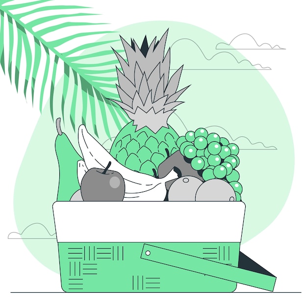 水果篮扁平插画