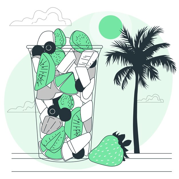 水果沙拉扁平插画