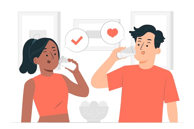 喝水的人扁平插画