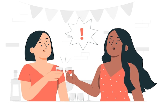 喝酒的女人扁平插画