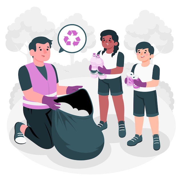 保护环境扁平插画