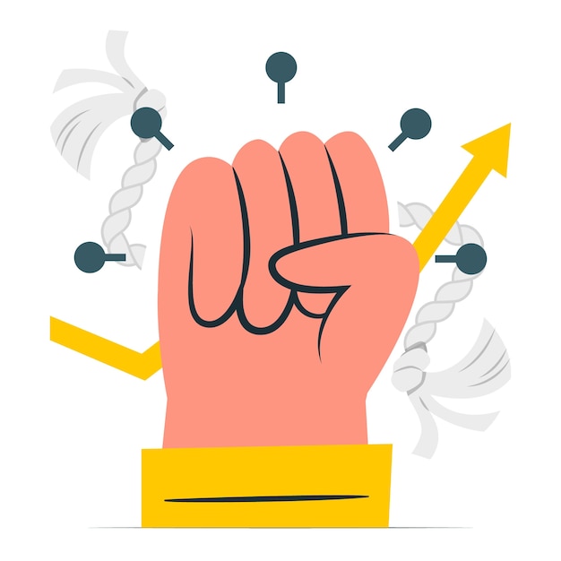 拳头打破束缚扁平插画