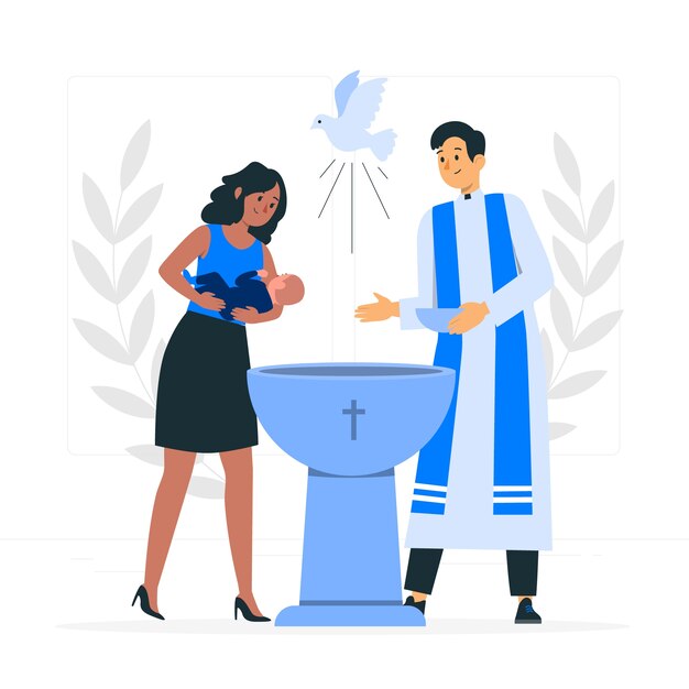 洗礼基督教扁平插画